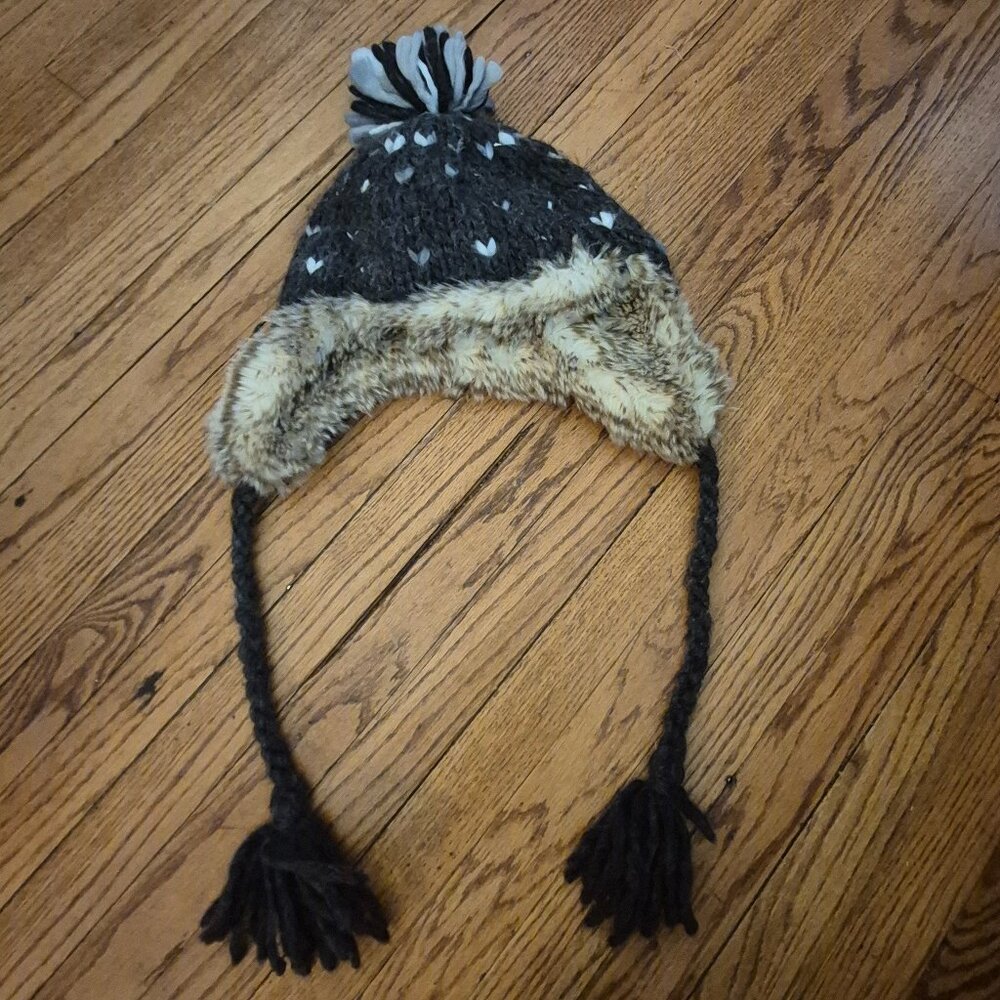 American Eagle Winter hat faux fur fleece lined, Spin Doctors hat, ear flap,